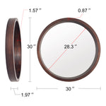 30" Circle Mirror with Wood Frame
