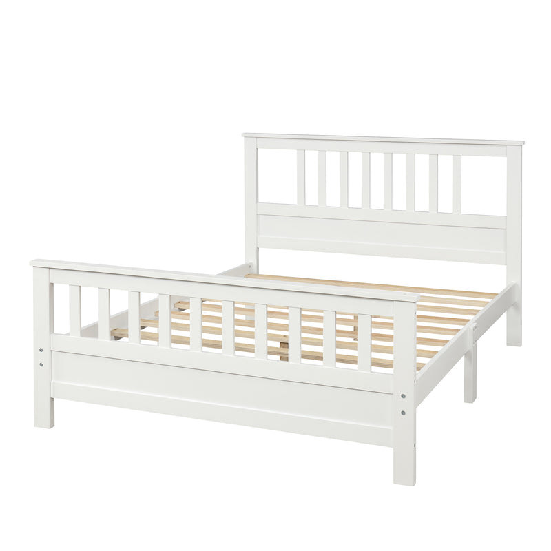 Platform Bed with Headboard and Footboard, White