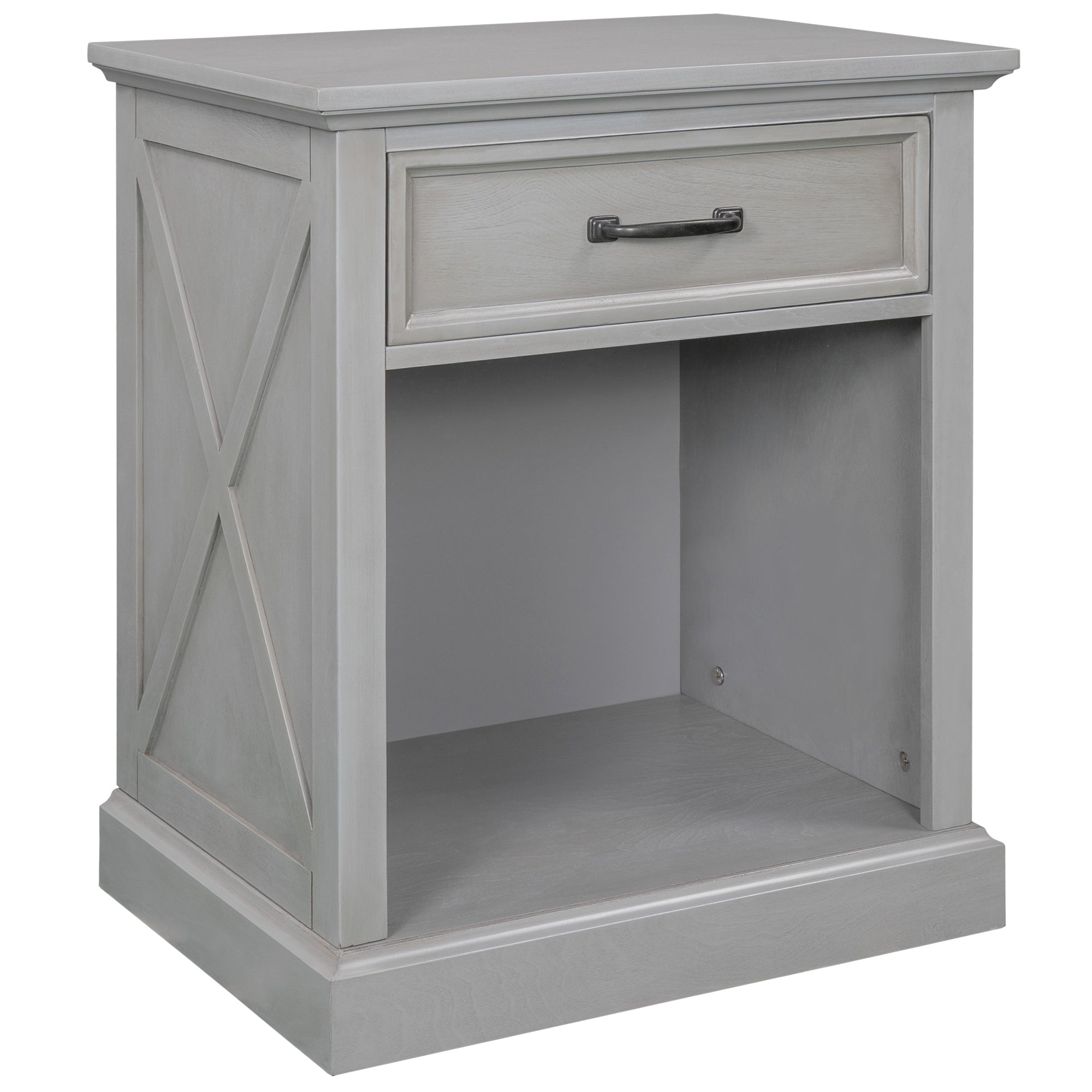 Old Paint Style Modern Wooden Nightstand Gray