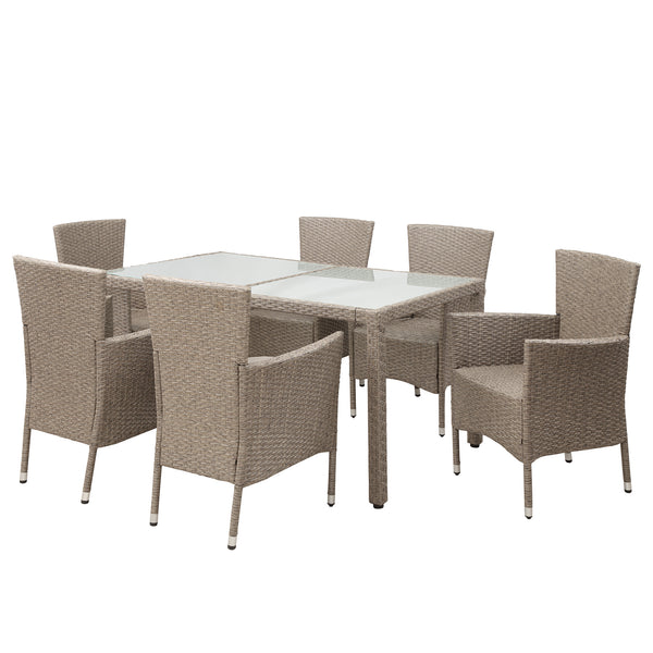 U-STYLE Outdoor Wicker Dining Set (7 Pcs)