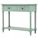 TREXM Daisy Series Console Table Traditional Design with Two Drawers and Bottom Shelf Acacia Mangium (Retro blue)