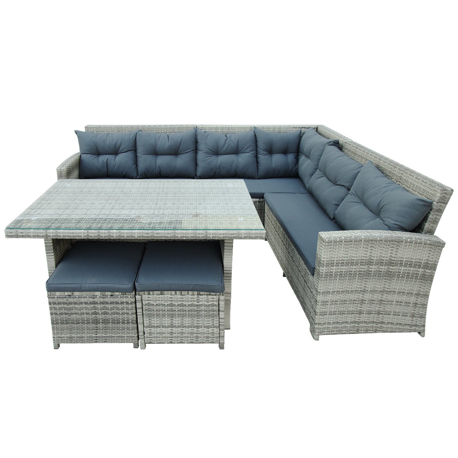 Patio Furniture Outdoor Sectional Sofa Set, Gray (6Pcs)