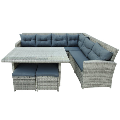 Patio Furniture Outdoor Sectional Sofa Set, Gray (6Pcs)