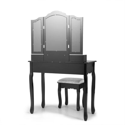 Makeup Vanity Table with Mirror With Stool & 4 Drawers