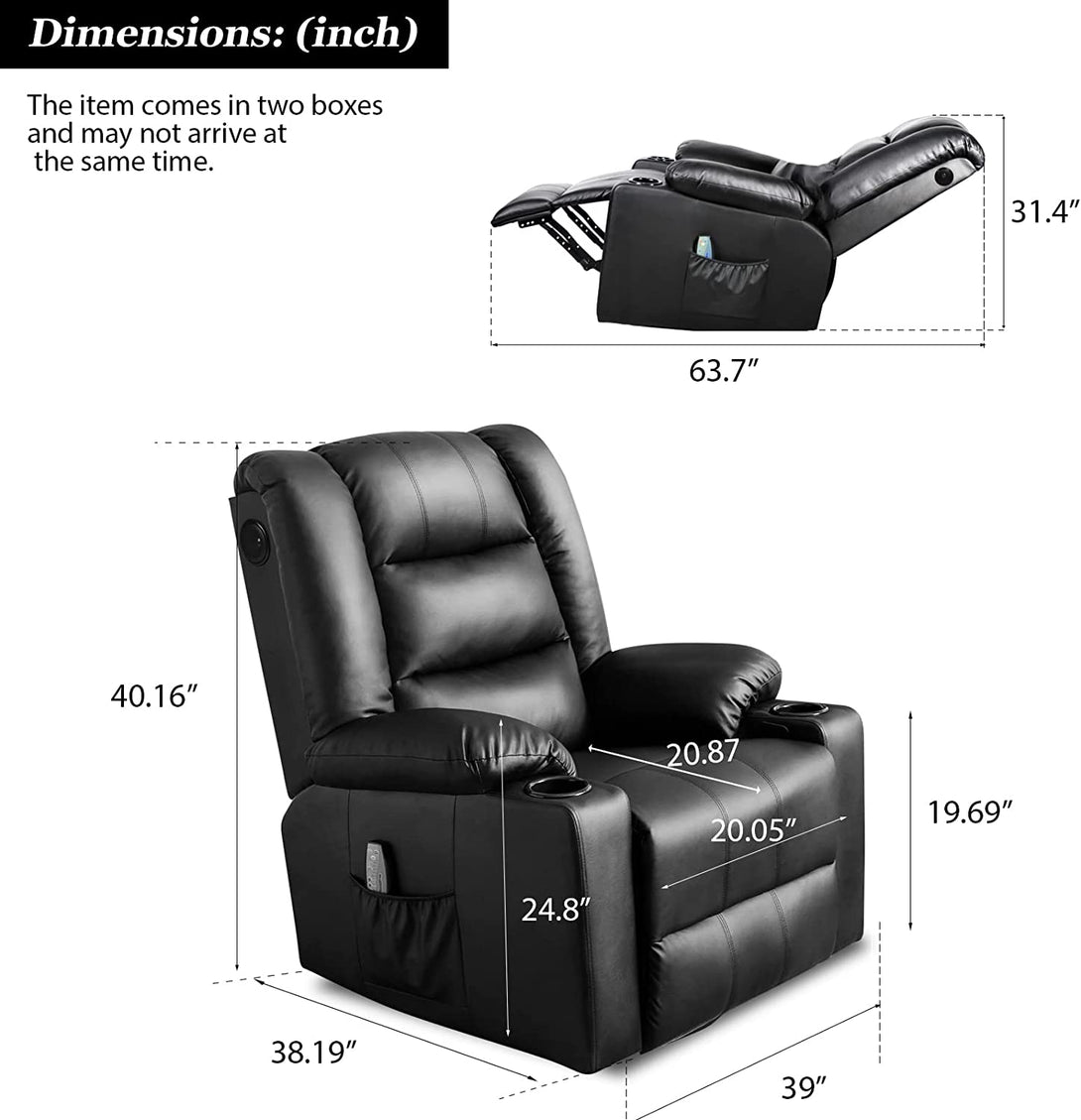 ComHoma Massage Recliner Chair with Speaker WMT