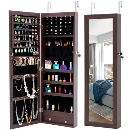 Fashion Simple Jewelry Storage Mirror Cabinet With LED Lights