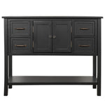 U_STYLE 43'' Modern Console Table  Sofa Table for Living Room with 4 Drawers, 1 Cabinet and 1 Shelf
