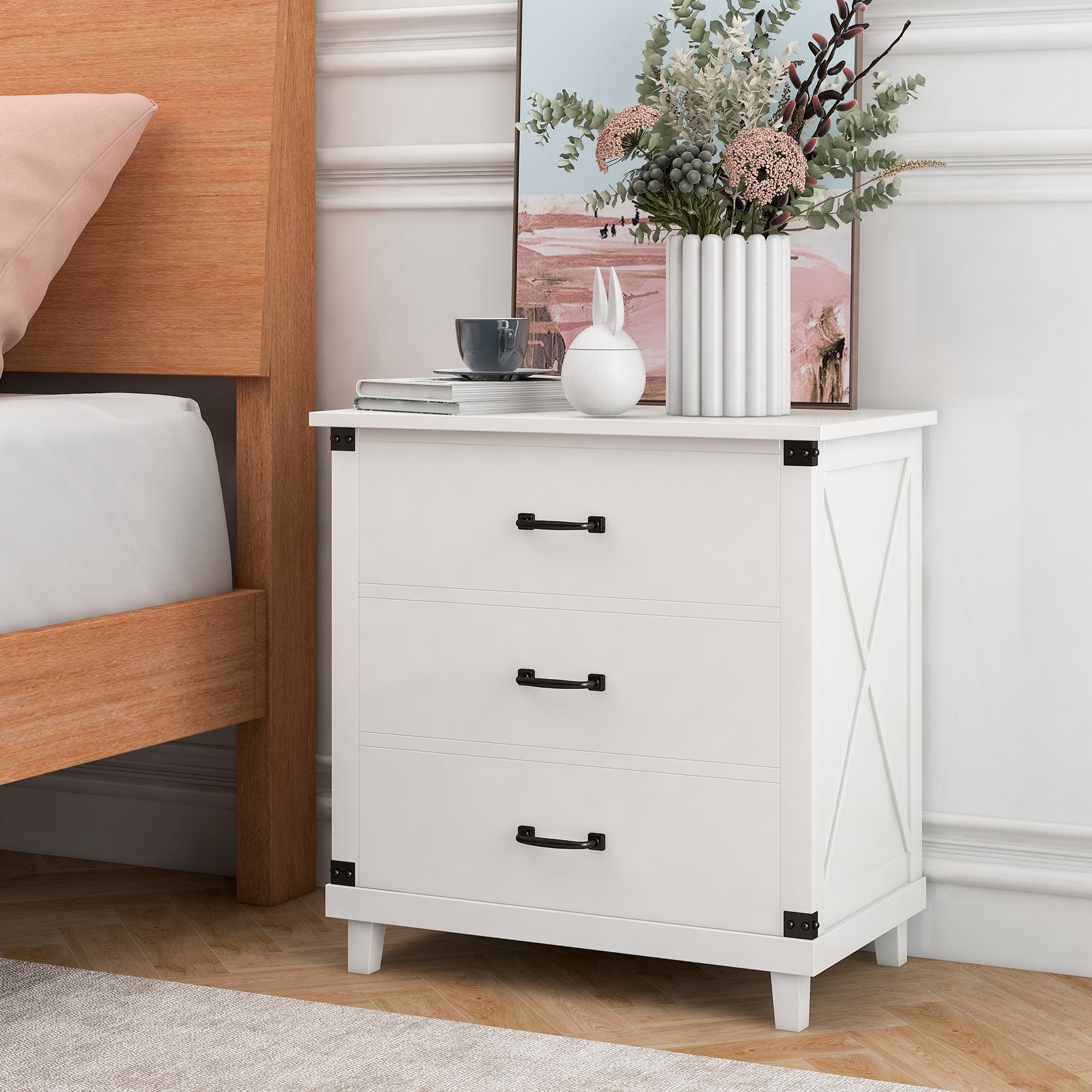 Modern Bedroom Nightstand White