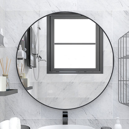 32" Wall Circle Mirror Black