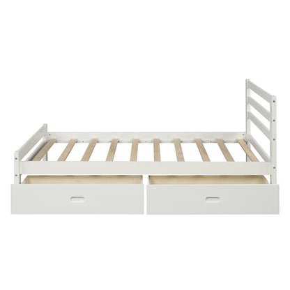 platform full bed with drawers, white