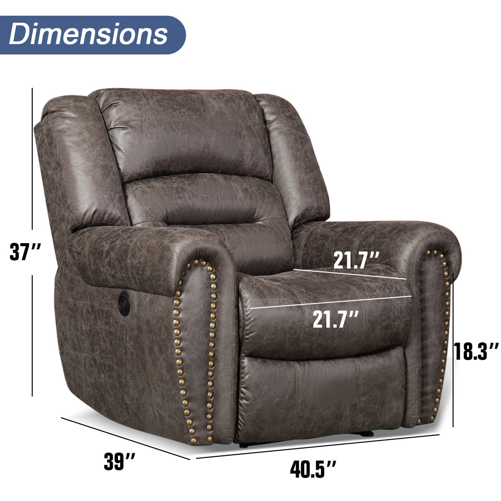 Breathable Bonded Leather Electric Single Recliner