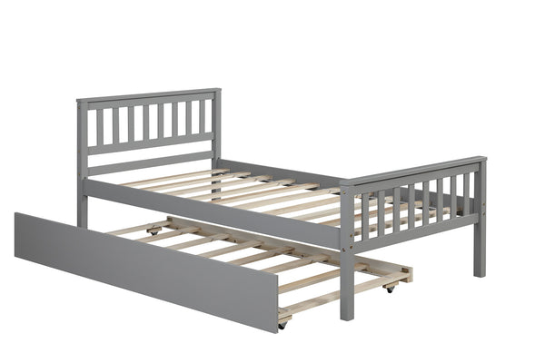 Twin Bed with Headboard and Footboard Grey