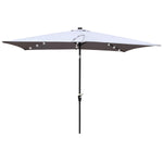 Rectangular Patio Solar LED Lighted Outdoor Umbrella, Light Gray