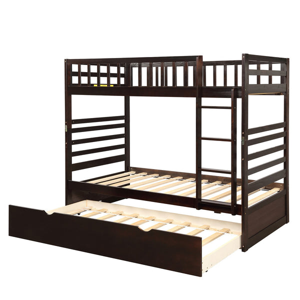 Kids' Twin Beds with Safety Rail and Movable Trundle