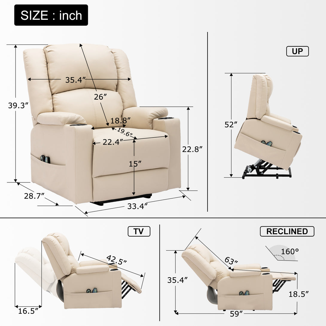 ComHoma Power Lift Massage Recliner Chair WMT H7135