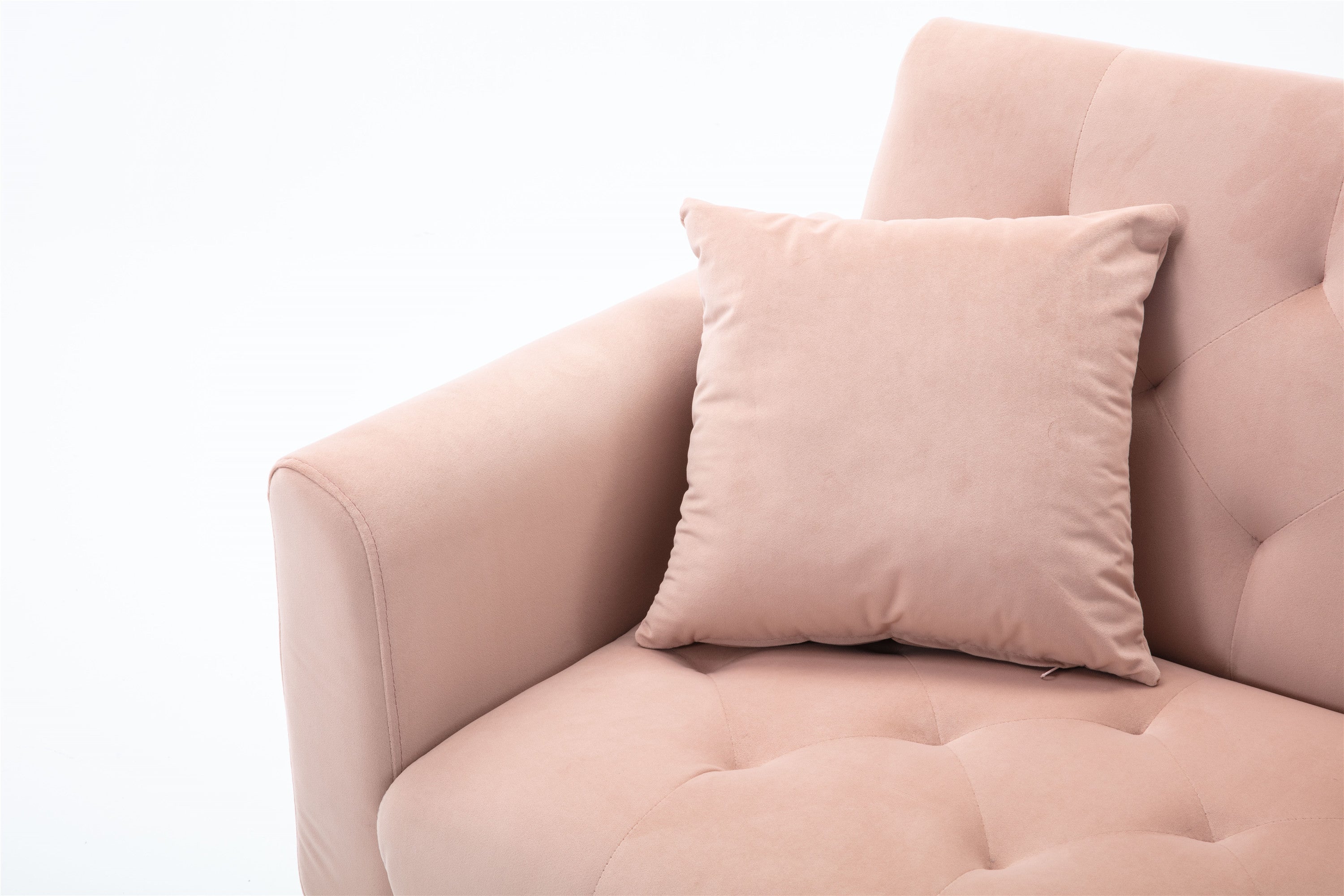 Giga Pink Velvet Loveseat Sofa With Rose Gold Metal Feet