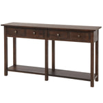 TREXM Rustic Brushed Texture Entryway Table Console Table with Drawer and Bottom Shelf for Living Room（Espresso）