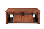 U_STYLE Coffee table With Storage Shelf and Cabinets, Sliding Doors