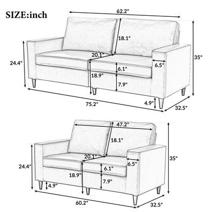 Giga Modern Style PU Leather Upholstered Loveseat Sets