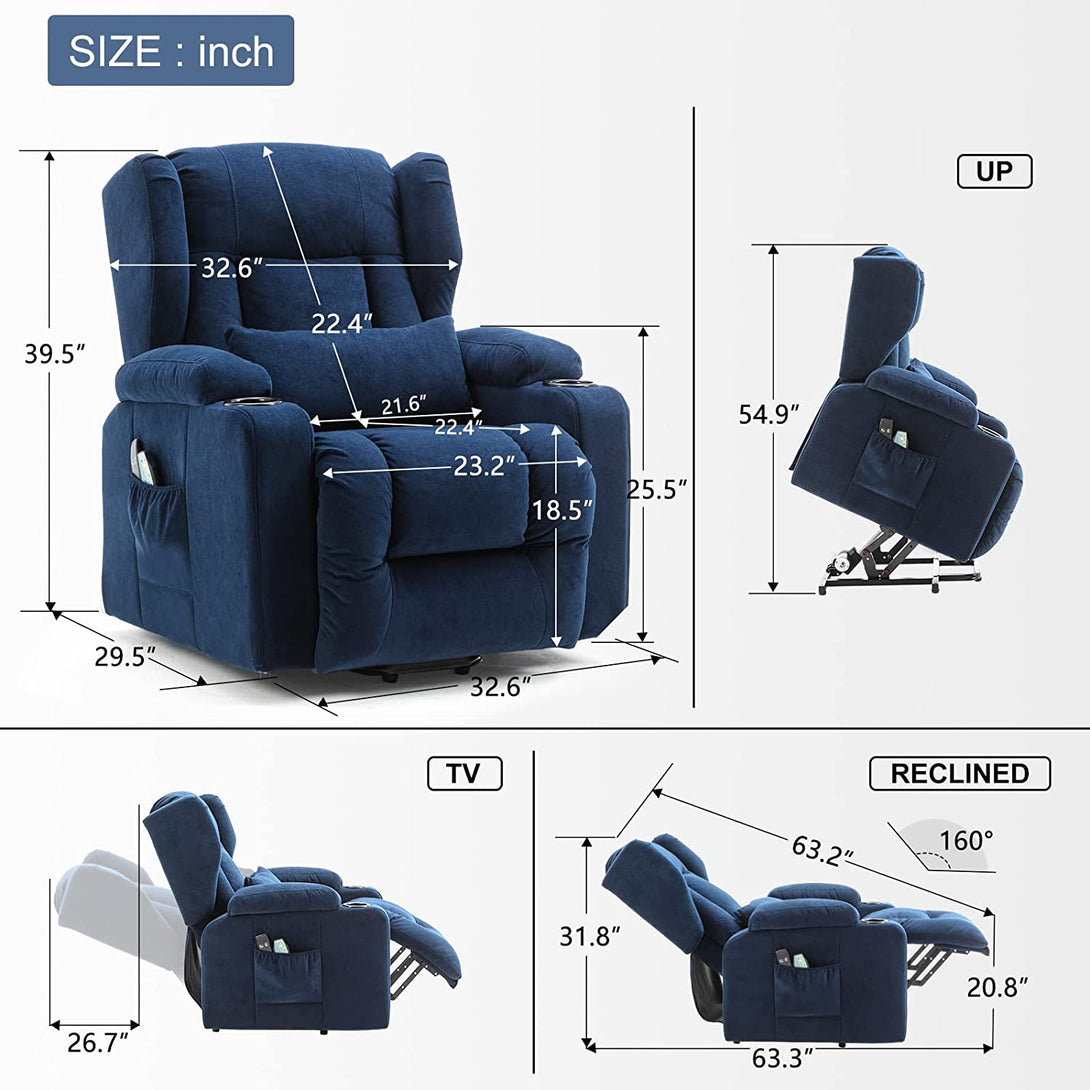 Comhoma Power Lift Recliner Sofa with Heated Massage WMT H1150