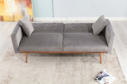 Giga Gray Velvet Loveseat Sofa With Rose Gold Metal Feet