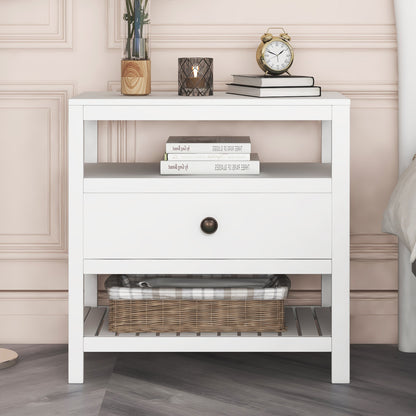 Modern Wooden Nightstand White