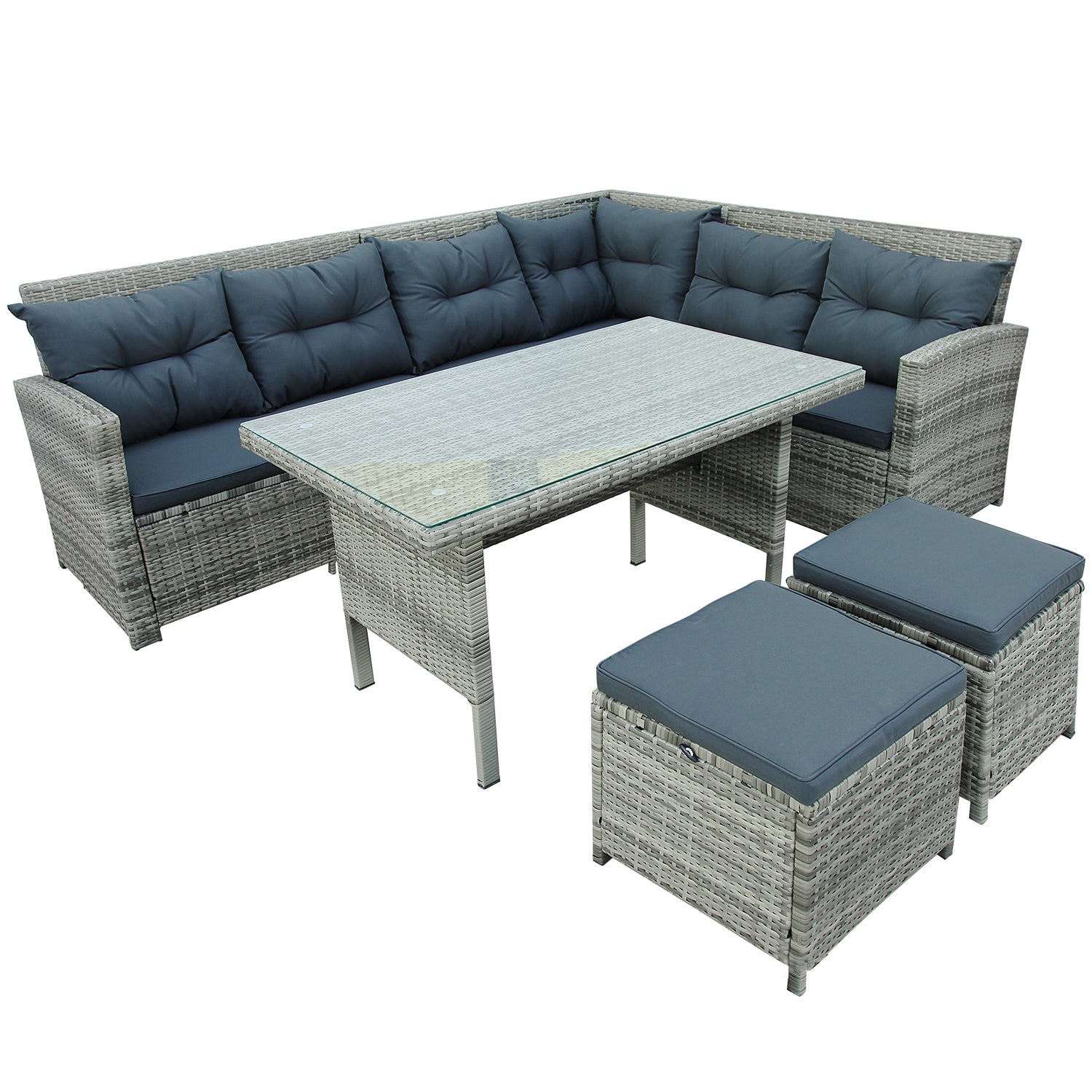Patio Furniture Outdoor Sectional Sofa Set, Gray (6Pcs)