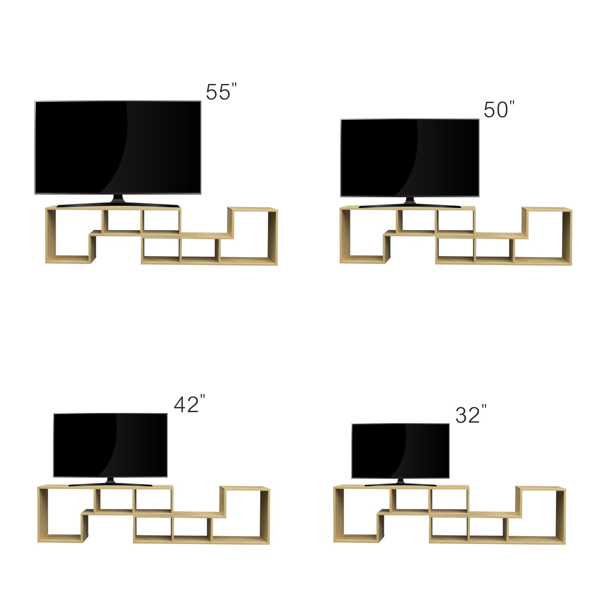 Double L-Shaped Oak TV Stand，Display Shelf ，Bookcase for Home Furniture,OAK