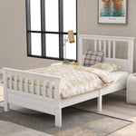 Platform Twin Bed with Headboard and Footboard, White