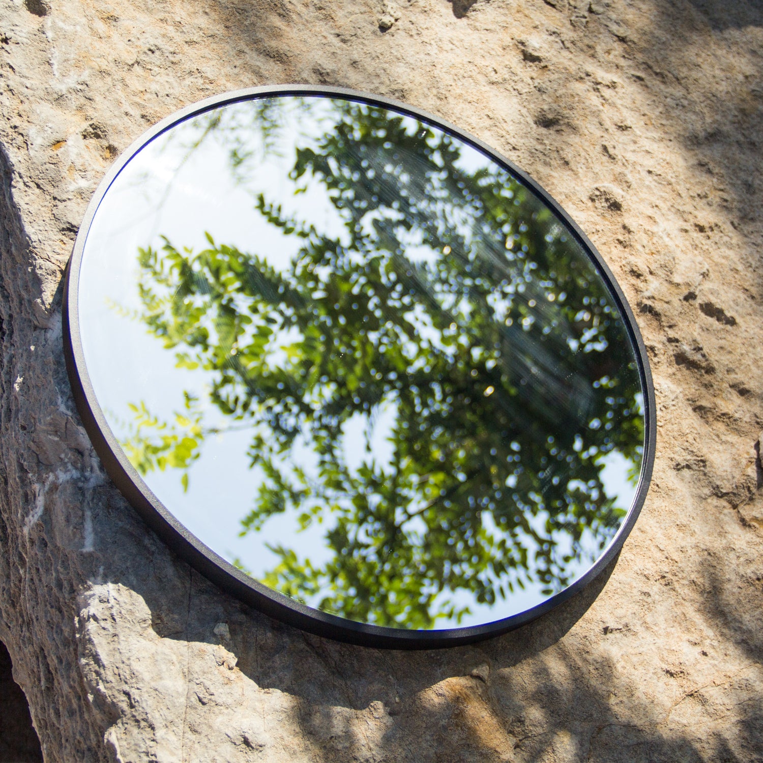 32" Wall Circle Mirror Black