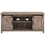 TV Stand，Barn door modern &farmhousewood entertainment center，  Console for Media,removable door panel & living room with for tvs up to 60'',oak