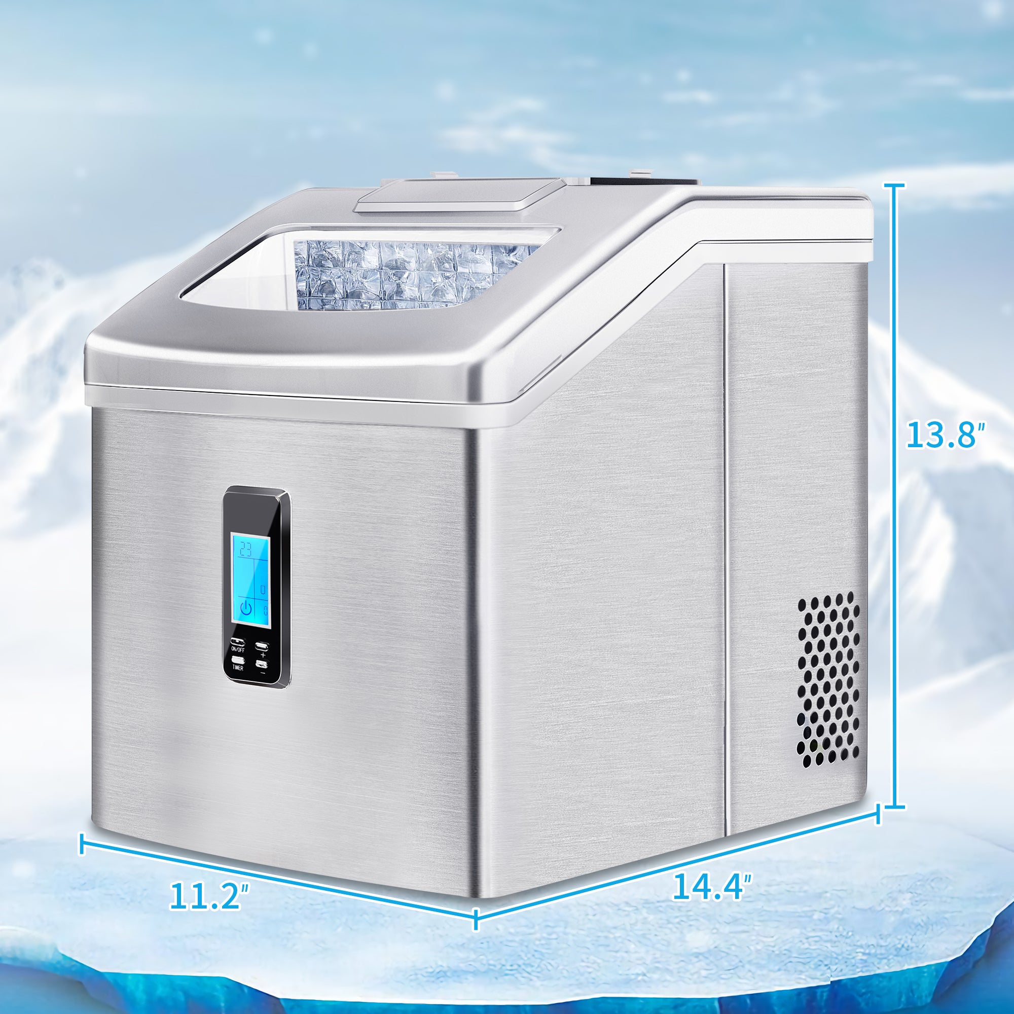 Portable Countertop Ice Maker Machine, Silver