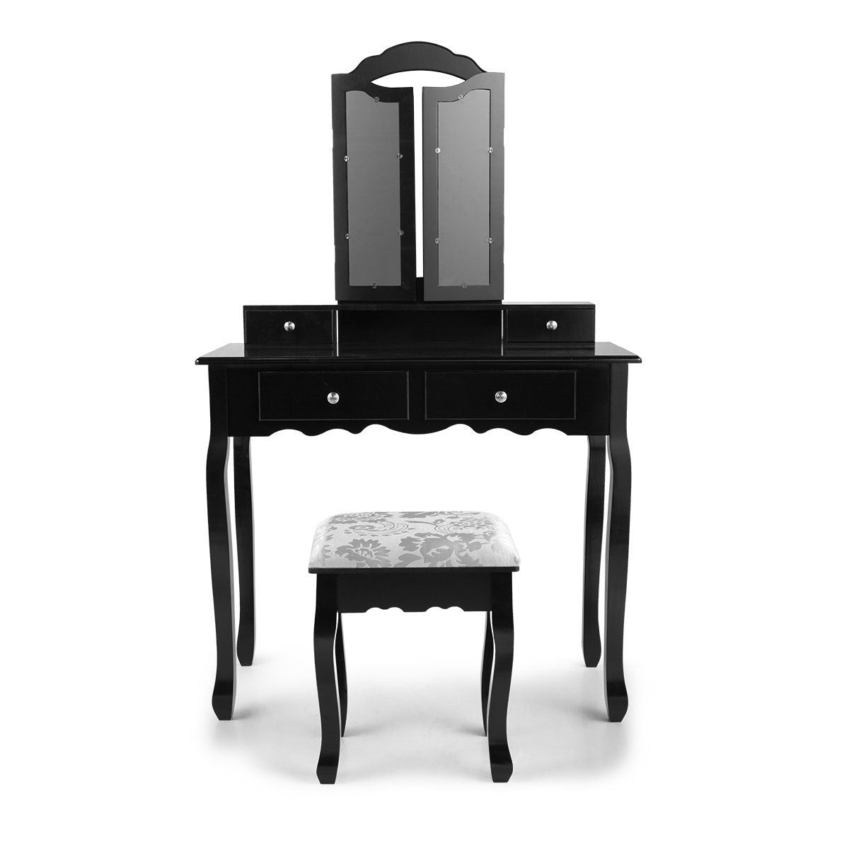 Makeup Vanity Table with Mirror With Stool & 4 Drawers