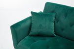 Green Velvet Loveseat Sofa With Rose Gold Metal Feet