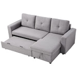 Reversible Pull out Sleeper L-Shaped Sectional Storage Sofa Bed