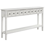 TREXM Rustic Entryway Console Table, 60" Long with two Different Size Drawers and Bottom Shelf for Storage (Antique White)