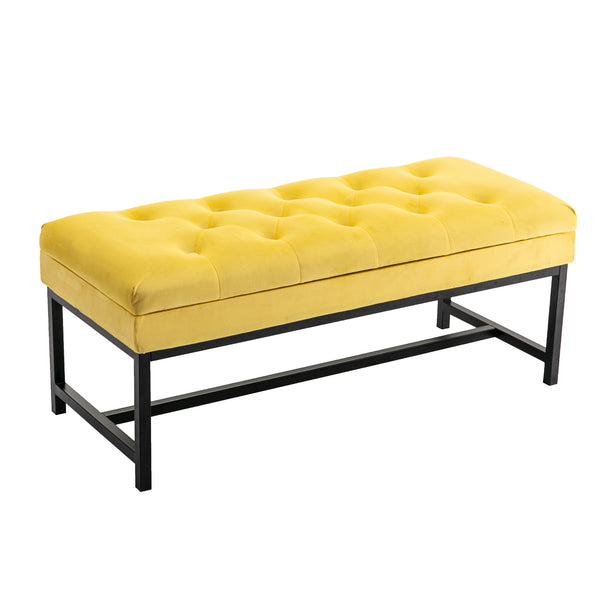 Velvet  Storage Bench ,Yellow