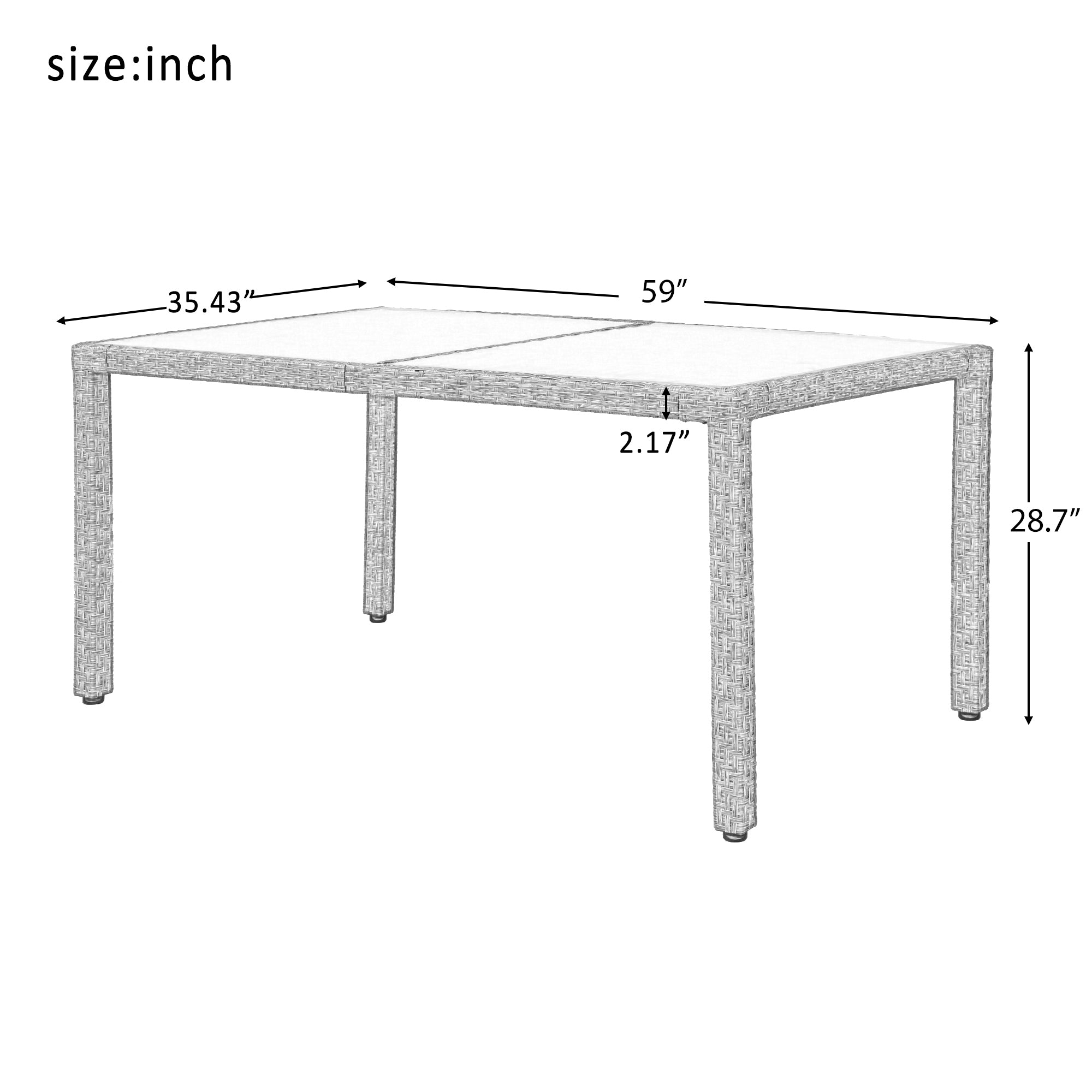 U-STYLE Outdoor Wicker Dining Set (7 Pcs)