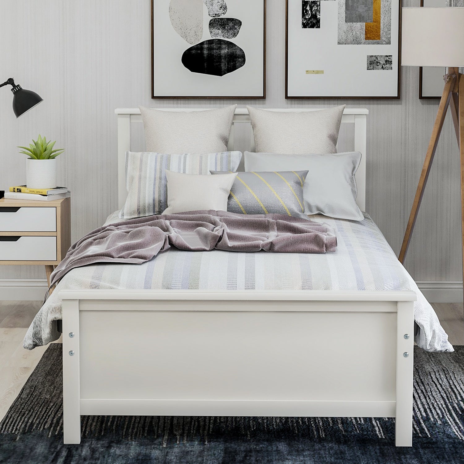 Wood PlatformTwin Bed White