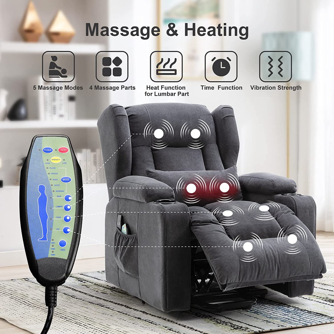 Comhoma Power Lift Recliner Sofa with Heated Massage WMT H1150