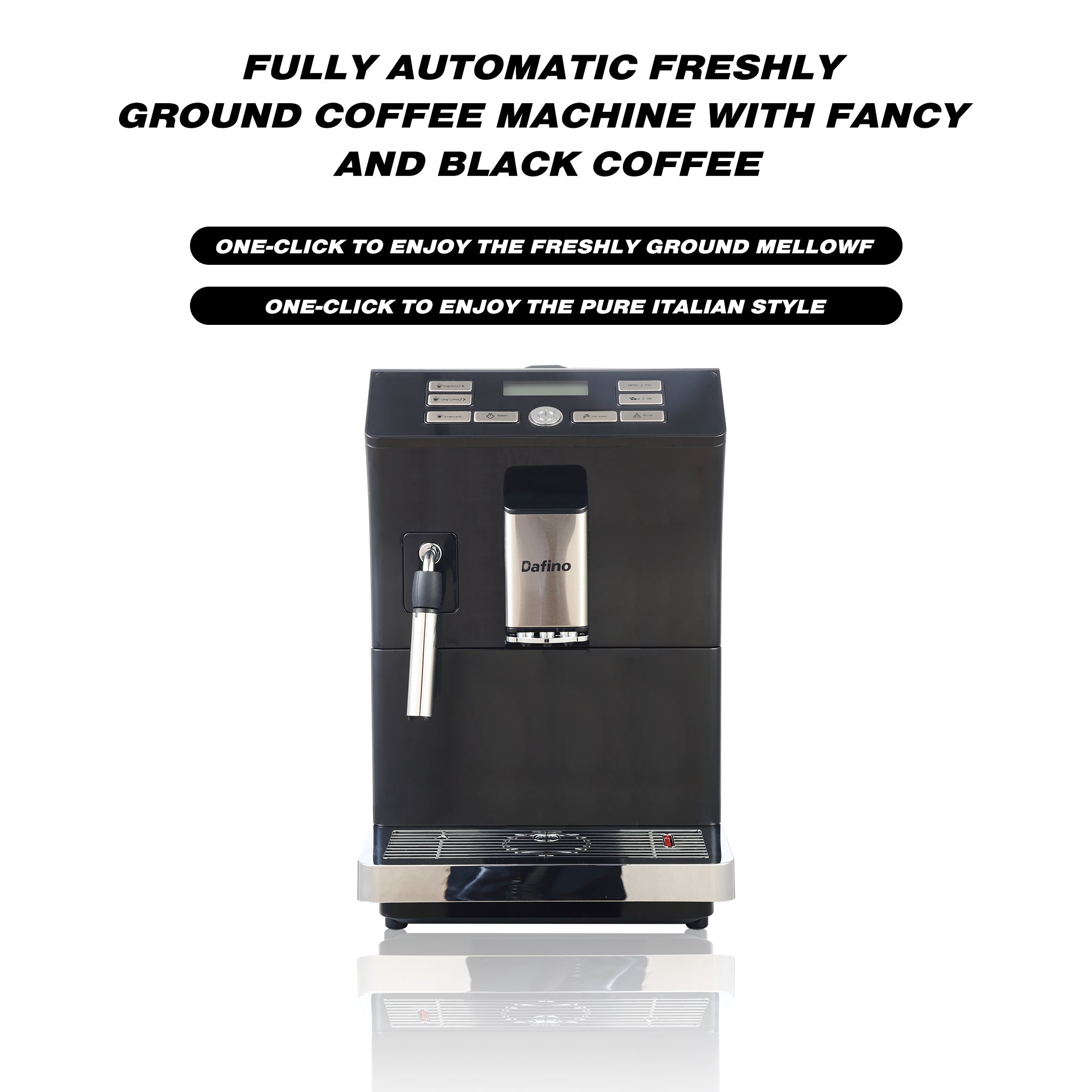 Dafino-205 Fully Automatic Espresso Machine w/ Milk Frother, Black