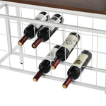 Industrial Modern Freestanding Bar Wine Rack Table, Dark Brown