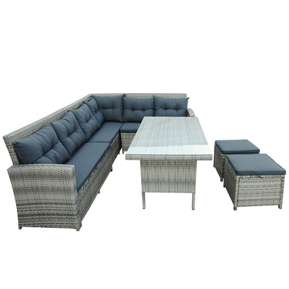 Patio Furniture Outdoor Sectional Sofa Set, Gray (6Pcs)