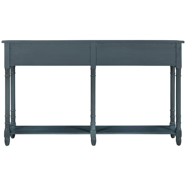 TREXM Console Table Sofa Table Easy Assembly with Two Storage Drawers and Bottom Shelf for Living Room, Entryway (Antique Navy)