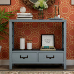 TREXM  Console Sofa Table with Two Bottom Drawers, Farmhouse Narrow Sofa Table for Entryway (Antique Navy)