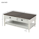 U_STYLE Coffee Table Lift Top Wood Home Living Room , with 1 Drawer and Shelf，White and Brown