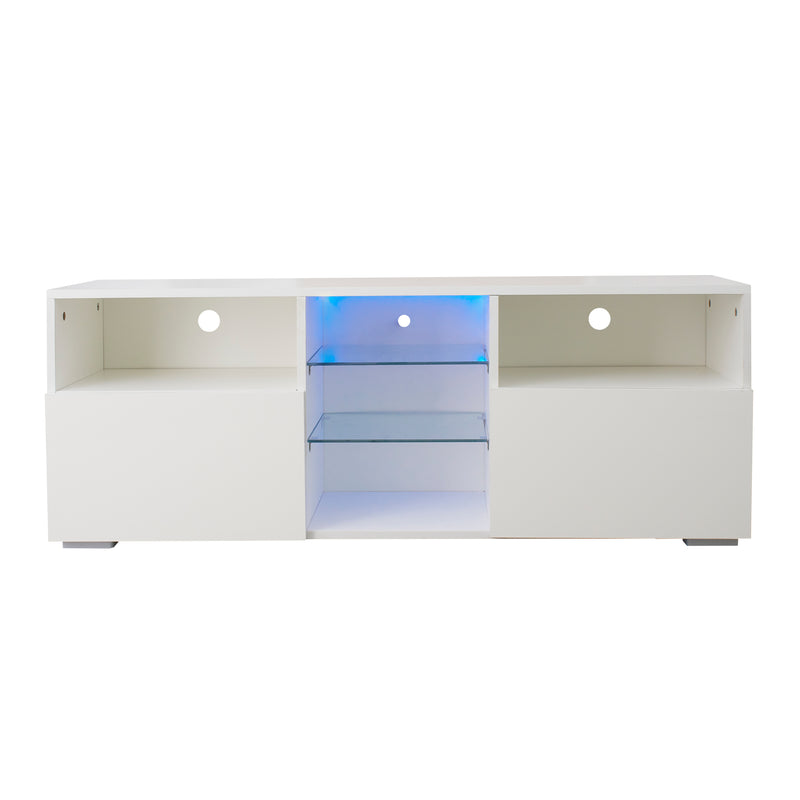 Modern Minimalist TV Cabinet Living Room with 20 colors LED Lights,TV Stand Entertainment Center (White) Modern High-Gloss LED TV Cabinet, Simpleness Creative Furniture TV Cabinet