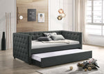 Romona Twin Daybed & Trundle , Gray Fabric