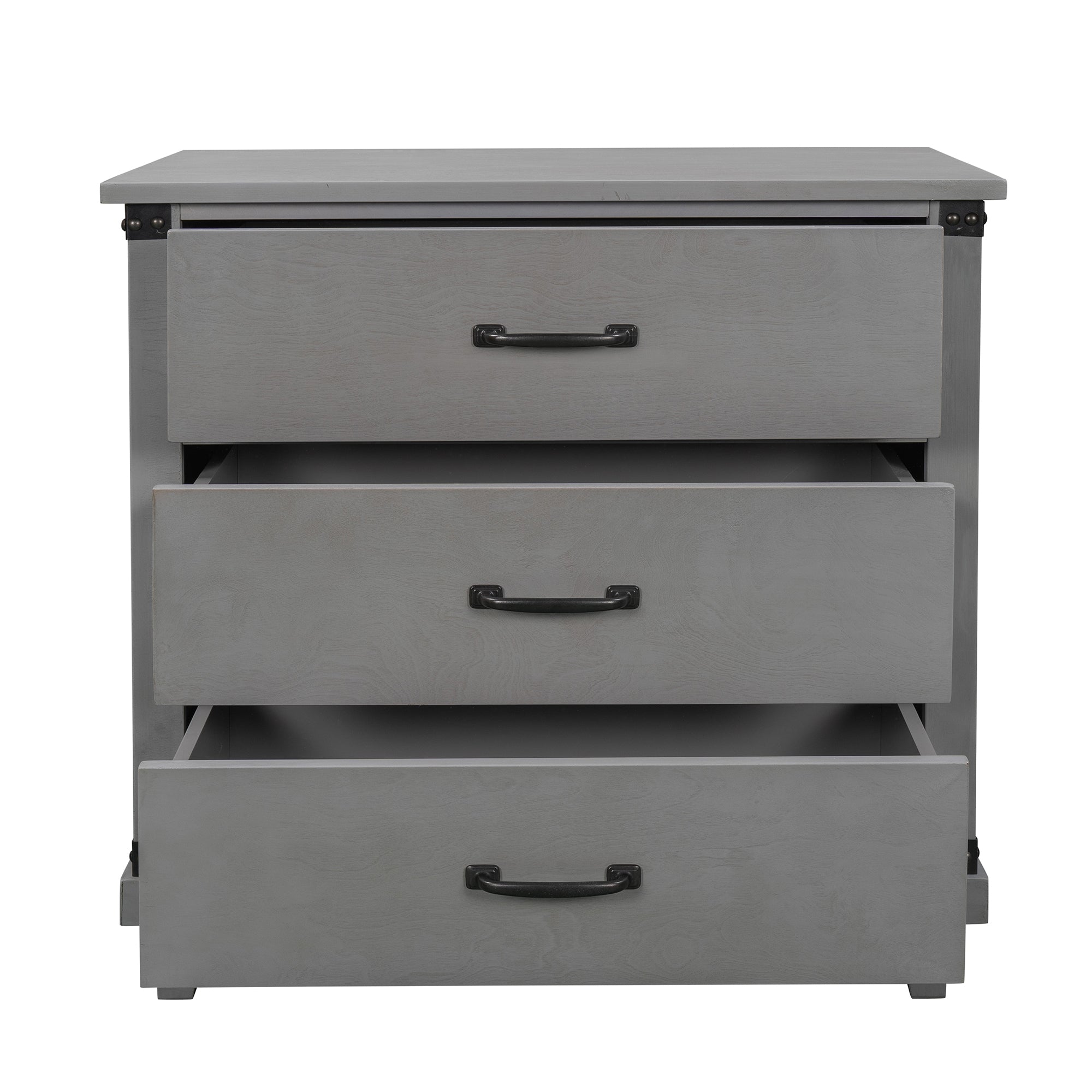 Modern Bedroom Nightstand with 3 Drawers Gray