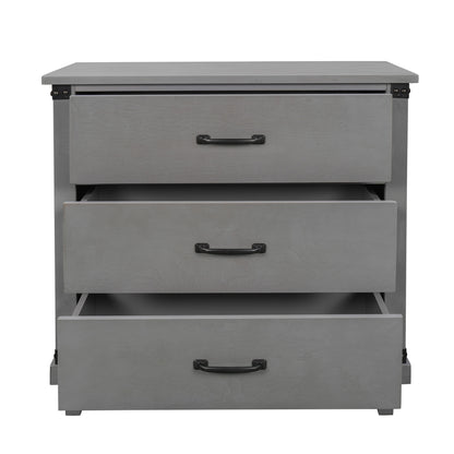 Modern Bedroom Nightstand with 3 Drawers Gray